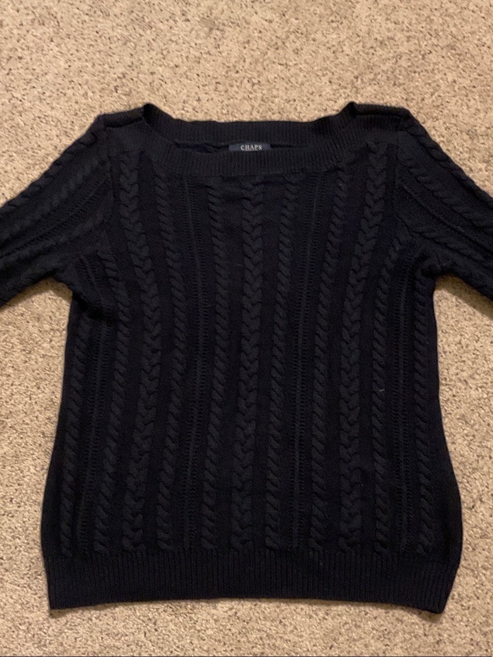 Chaps Navy Cable-Knit Scoop Neck Sweater